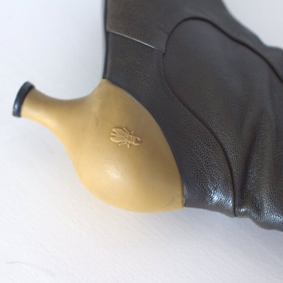 Fly of London Knee-High Olive Green & Gold Cuffed Leather Boots - Size 7 - Picture 4 of 10